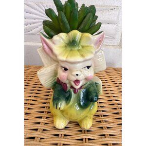 Vintage 50's Anthropomorphic Whimsical Bunny Rabbit Planter Vase